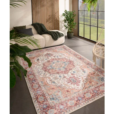 Afbeelding van Vintage Buitenkleed Valenca Fino Crème/rood 160x230 Cm