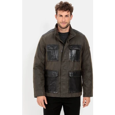 Afbeelding van camel active Blouson met materiaalcontrast Maat menswear 58 Donker kaki