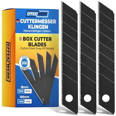 Afbeelding van Effektwerk Box snijbladen (zwart, 120 pack), 18 mm vervangende mesbladen, zware koolstofstalen afbreekmessen
