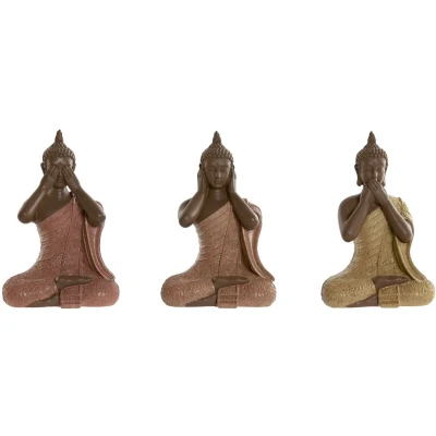Afbeelding van Decoratieve figuren Home ESPRIT Oranje Koraal Limoen Hars Boeddha Orientaals 9 x 6 13 cm (3 Stuks)