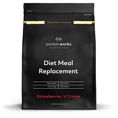 Afbeelding van Protein Works Dieet Maaltijdvervanging Shake Strawberries &#039;n&#039; Cream Voedingsstofdichte Complete Maaltijd Immuniteit Bevorderende Vitaminen, Betaalbaar Gezond En Snel 1kg