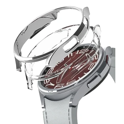 Afbeelding van Ringke Slim (2 Stuks) Compatibel met Samsung Galaxy Watch 6 Classic 43mm Case, Lichtgewicht PC Protective Hoesje Clear &amp; Chrome