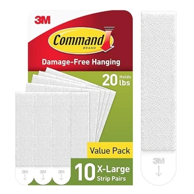 Afbeelding van Command PH217 10NA XL Foto ophangstrips, plakstrips Voor zwaargewicht Items Schadevrij opknoping Houdt tot 9 kg 10 paar XL,Kleur: wit