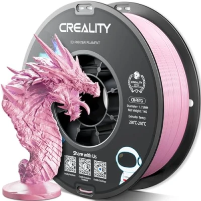 Afbeelding van Official CR PETG 3D Printer Filament 1.75mm 1KG (2.2lbs), High Precision Strong Toughness, Odorless Better Flow Moistureproof 4D Printing Ender Filament(Pink)