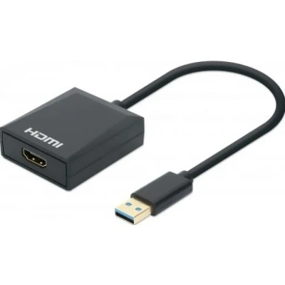 Afbeelding van Manhattan USB 3.2 Gen 1 (USB 3.0) Adapter [1x stekker A 1x HDMI bus] 153690 15 cm