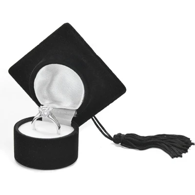 Afbeelding van Ringdoosje sieradendoos Juwelendoos verloving bruiloft examenfeest cadeau Trouwring houder Huwelijk Ring Case Zwart Gift Box Verrassing Doos Velvet Ringdoos Sieraden
