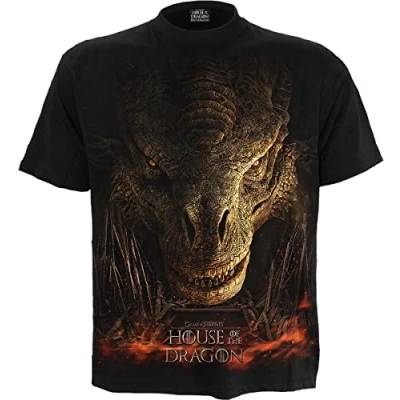 Afbeelding van HBO Game of Thrones Dragon Throne T shirt met print op de voorkant Zwart, M