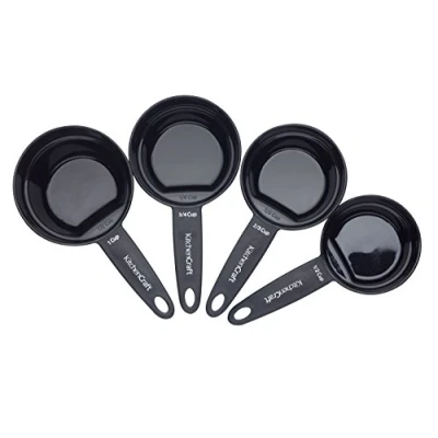 Afbeelding van KitchenCraft 4 delige set maatbekers, magnetisch en gemakkelijk op te bergen, met elk 2 meeteenheden, 250/120 ml, 180/60 160/80 120/30 zwart