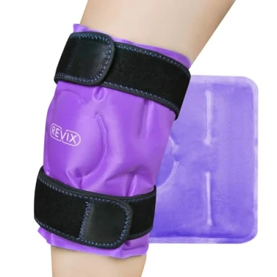 Afbeelding van REVIX Knie ijspakket voor blessures, herbruikbaar, gelijspakket met koudekomprestherapie, zwelling, kneuzingen, verwondingen, meniscusscheuren, handsfree aanbrengen