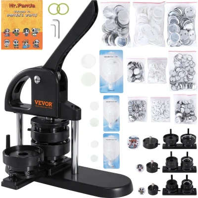 Afbeelding van VEVOR button machine maker 25/32/58 mm, badge punch press, DIY press voor gepersonaliseerde badges inclusief magisch boek