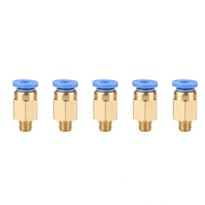 Afbeelding van ASHATA 5 x PC4 M6 pneumatische connectoren, stuks 3D printeraccessoires M6, doorlopende aansluitstukken, verbinding met 4 mm buitendiameter voor PU slang/nylon slang