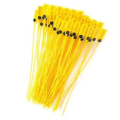 Afbeelding van Aukson Plastic Seal, 100pcs Geel 40cm Tags Veiligheid Seals Sabotage met Aantal voor Verzending Logistiek Magazijn