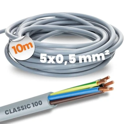 Afbeelding van 10 meter Lapp 00100034 Ölflex Classic 100 stuurstroomkabel 5x0,5 mm² met groen gele aardgeleider 5G0,5 I 5 aderige kabel kleurgecodeerde PVC aderig