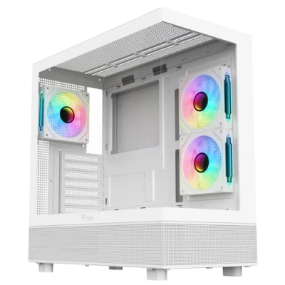 Afbeelding van Itek Case SHOWBUI 42W Gaming Tower, ATX, 3x12cm ARGB Fan, 2xUSB3, Type C, Side &amp; Front Panel Temp Glass, White Edition