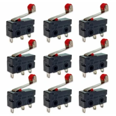 Afbeelding van 10 x stuks micro schakelaar, eindschakelaar, positieschakelaar, schakelaar met rolhendel, sluitknop, deur, raam, alarm 250 V, 5 A, SPDT, 3 pins