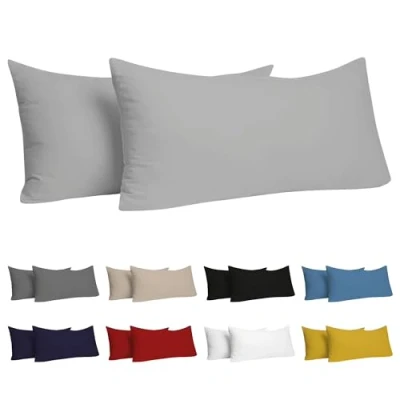 Afbeelding van Dreamzie Taie Pillow 70x40 cm (veel 2) 100% katoentrui 150 GSM Grijs kussensloop 40x70 katoen resistent en hypoallergeen kussendeksel voor kussen
