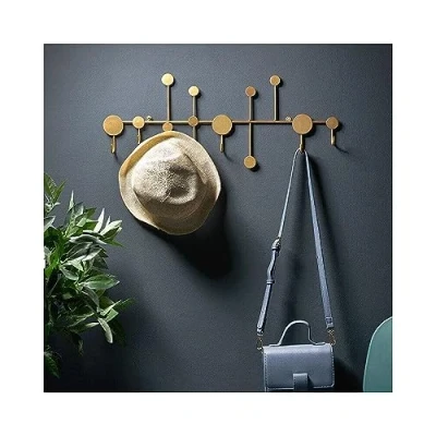 Afbeelding van Balama Gouden haaklijst van metaal met 6 haken, 59,5 x 3 23,5 cm, kapstok kledinghaken, wandgarderobe, handdoekhaken, multifunctioneel