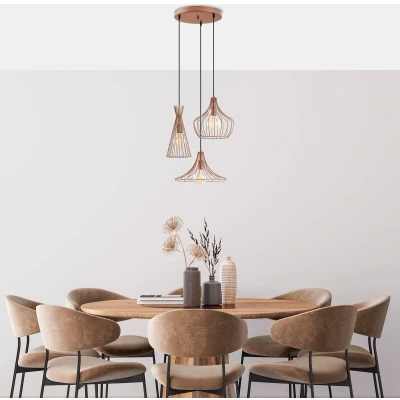 Afbeelding van 3 lamps hanglamp/plafondlamp Tropaeum Koper Zwart Metaal Menzzo