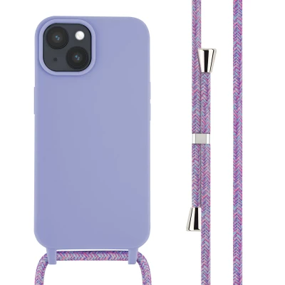 Afbeelding van Apple iPhone 15 Hoesje Siliconen en TPU (zacht) iMoshion Softcase/Koordhoesje/Backcover Paars Telefoonhoesje