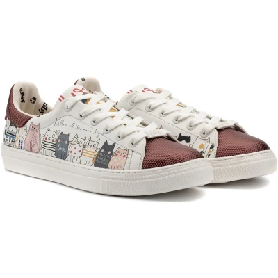 Afbeelding van GOBY Cat Movie Sneakers Sneaker Damessneaker Damessneakers Hoge kwaliteit Handmade Kattenprint Maat 37