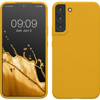 Afbeelding van kwmobile telefoonhoesje geschikt voor Samsung Galaxy S22 Plus Hoesje met siliconen coating Smartphone case in honinggeel