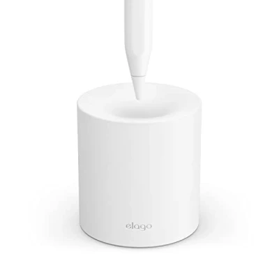 Afbeelding van elago Potlood Standaard Compatibel met Apple Pencil Pro, 2e &amp;1e Generatie en (USB C) Elke Stylus of Zonder Etui Hoes, Duurzame Siliconen Organisatie (Wit)