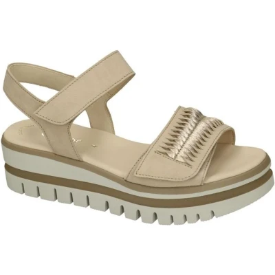 Afbeelding van Gabor Sandalen met sleehak, Dames, Maat: 37.5, Desert puder Veloursleer