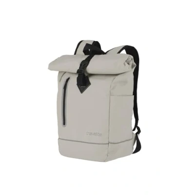 Afbeelding van travelite Rolltop rugzak van waterafstotend materiaal, fietsrugzak, schoolrugzak met rolsluiting en reflectoren, 48 cm, 19 liter, 400 gram, ivoor, Casual