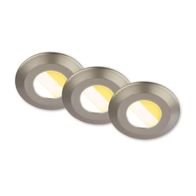 Afbeelding van BRILONER Set van 3 LED badkamer inbouwspots 230V Behuizing 50% gerecycled, Kleurtemperatuurverandering, Dimbaar, IP44, Ra90, 68mm, 90x30mm (DxH), Mat nikkel