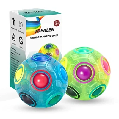 Afbeelding van Vdealen Magische Regenboog Puzzel Bal, Fidget Bal Spel Leuke Stress Reliever Brain Teaser Speelgoed voor Kinderen Tieners &amp; Volwassenen 2 Pack