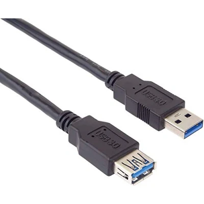 Afbeelding van PremiumCord USB 3.0 verlengkabel 5m, datakabel SuperSpeed tot 5Gbit/S, oplaadkabel, type A bus op stekker, 9Pin, 3x afgeschermd, kleur zwart, lengte 5m