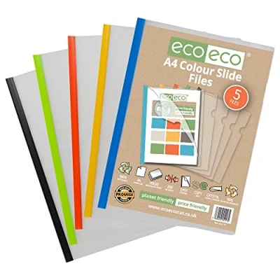 Afbeelding van eco A4 50% Gerecycleerde tas 20 Easy Slide Files, Gekleurde Clip Bar Project Report eco117x4