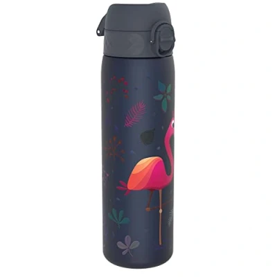 Afbeelding van ION8 Waterfles, 500 ml/18 oz, Lekvrij, Makkelijk te Openen, Veilige Vergrendeling, Vaatwasserbestendig, BPA vrij, Draaghendel, Past in Bekerhouders, Schoon, Geurvrij, Flamingo Ontwerp