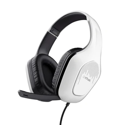 Afbeelding van Trust Gaming GXT 418W Rayne Lichtgewicht Headset voor PC Xbox PS4 PS5 Switch Mobile, 50mm drivers, 3.5 mm Jack, 2m Kabel, Opklapbare Microfoon, Over Ear Bedrade Koptelefoon, Wit
