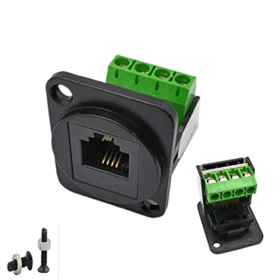 Afbeelding van SHANFEILU RJ11 6P4C D Type Panel Mount Ethernet Extender CAT3 Terminal Soldeerloze Adapter Keystone Telefoonaansluiting met Schroef Zwart