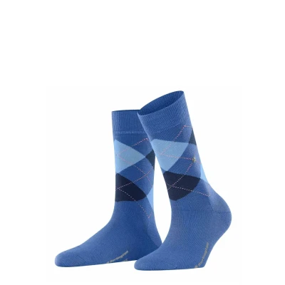 Afbeelding van Burlington Marylebone Rautenmuster Onesize Sokken, Dames, Maat: 36 41, Blau