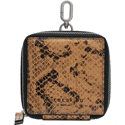 Afbeelding van LIEBESKIND BERLIN Leren Weense doos Snake Pendant Square Etui Light Tan Bruine