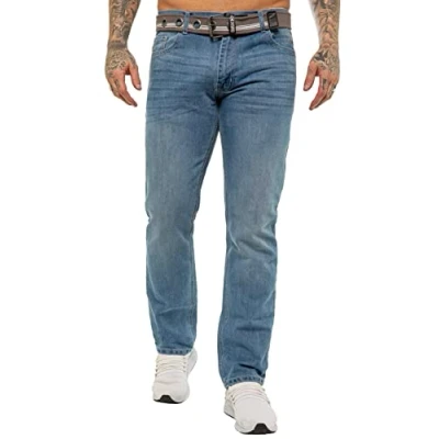 Afbeelding van 989Zé ENZO Heren rechte been jeans regular fit denim broek UK, Lichtblauw, 32W / 34L