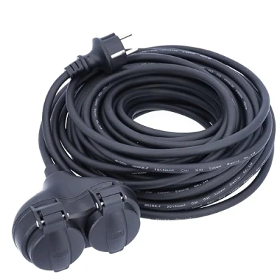 Afbeelding van as Schwabe Rubberen verlengkabel, 20 m H05RR F 3G1,5 kabel met geaarde stekker en 2 voudige koppeling incl. beschermkap, verlengkabel 230 V, 16 A, IP44, zwart, 60662