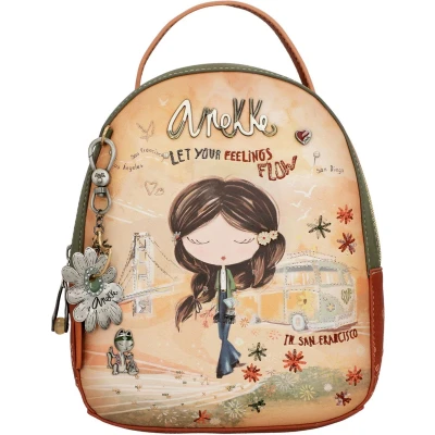 Afbeelding van Anekke Vrije tijd Rugzak Peace &amp; Love Backpack Camel Veelkleurig
