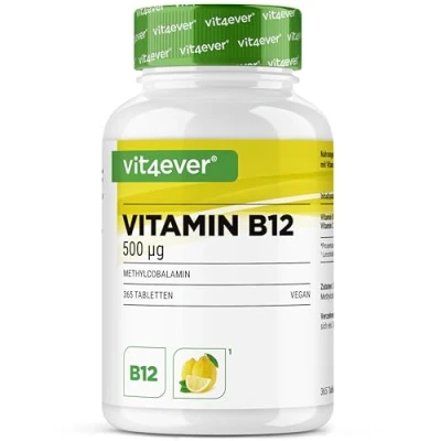 Afbeelding van vitamine B12 Citroen 365 zuigtabletten in een jaarvoorraad Premium: 500 mcg actieve methylcobalamine + C Hooggedoseerd Veganistisch