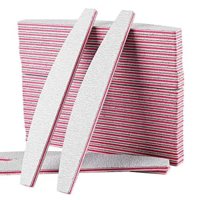 Afbeelding van AYITOO 50 Stuks Nagelvijlen 100/180, Nagels Vijlen Dubbelzijdige Voor Gelnagels Nagelvijl Professioneel Pools Manicure Nail Art Materiaal Schuurpapier Vorm Trapezoïde Kleur wit/Kern Rood