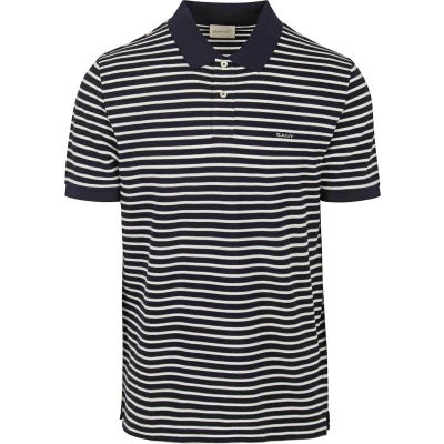 Afbeelding van Gant Poloshirt Pique Navy Streep maat XXL heren met Regular fit Pasvorm Katoen Suitable Herenkleding