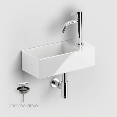 Afbeelding van Fonteinset Clou New Flush 3 Incl. Toebehoren 10x35 Cm Glanzend Wit