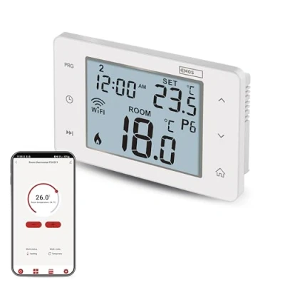 Afbeelding van EMOS GoSmart WiFi kamerthermostaat met app, programmeerbare smart thermostaat, draadthermostaat, compatibel Tuya, Alexa, Google Assistant, instelbaar differentiaal, 138 x 88 33 mm