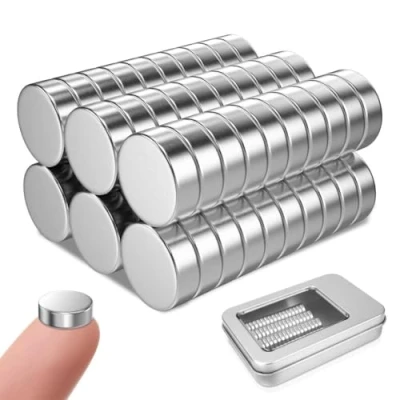 Afbeelding van Kolamom Neodymium magneten, klein, rond, 10 x 3 mm, magneten voor magneetbord, koelkast, whiteboard, prikbord, bordmagneten, deur, kaart, zilver, 60 stuks