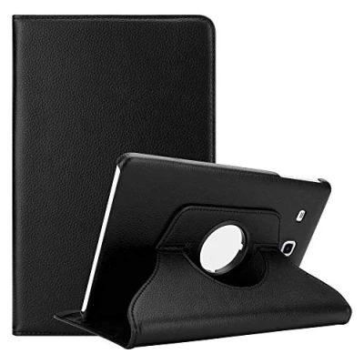 Afbeelding van Cadorabo Tablet Hoesje geschikt voor Samsung Galaxy Tab E (9.6 inch) in OUDERLING ZWART Beschermhoes ZONDER auto Wake Up, met stand functie en elastische band sluiting Book Case Cover Etui