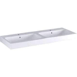 Afbeelding van Geberit iCon wastafel 120 x 48.5 cm wit met kraangat/overl. 2 bakken