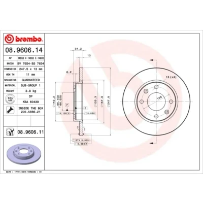Afbeelding van Brembo Remschijf 08.9606.11