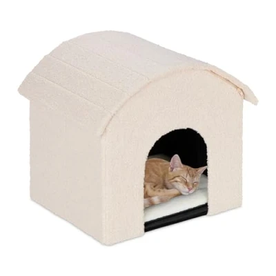 Afbeelding van kattenhuis binnen inklapbaar kattenmeubel met kraboppervlak kattenholletje